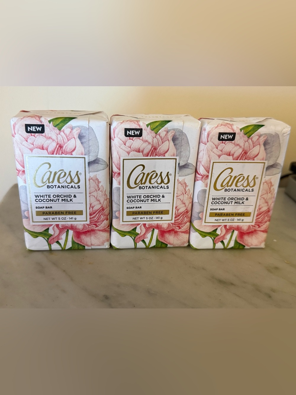 Caress Botanicals White Orchid & Coconut Milk Soap Bar Lot of 3 Discontinued